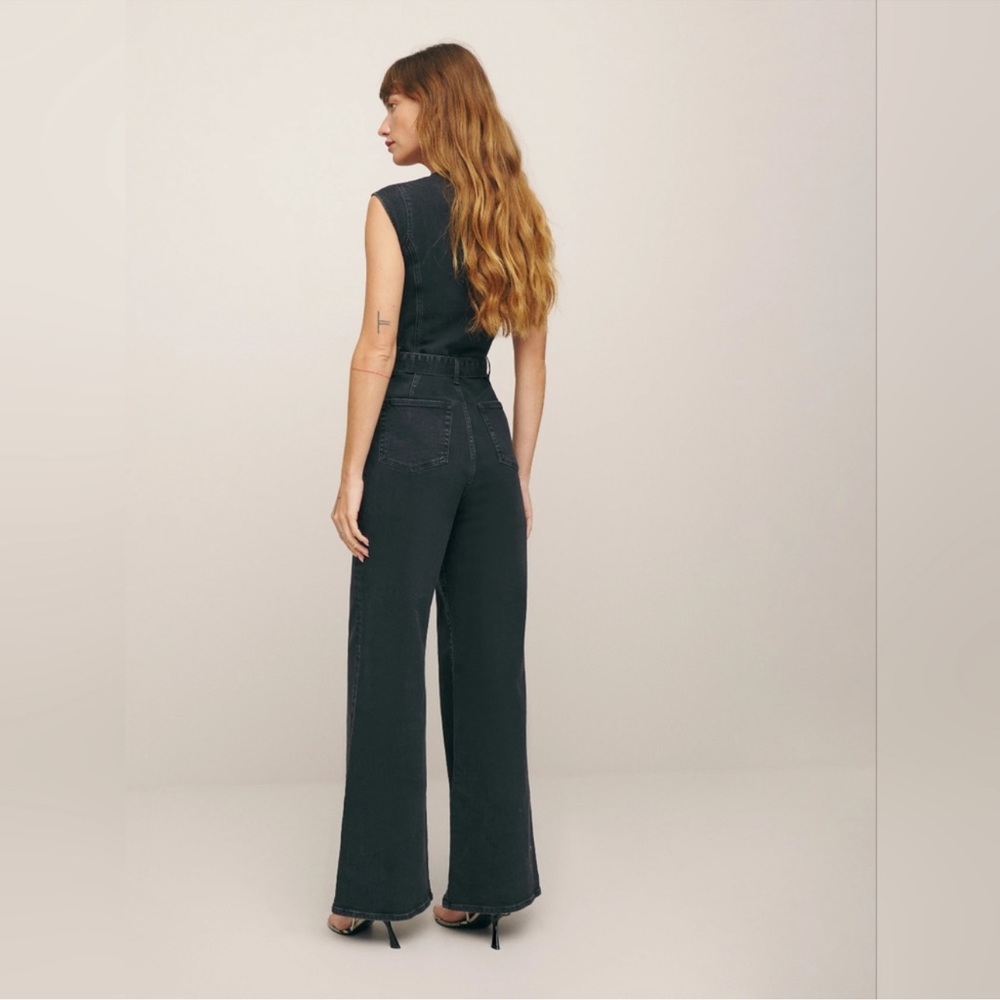 Reformation Calypso Black Denim Jumpsuit size 2 - Picture 3 of 8